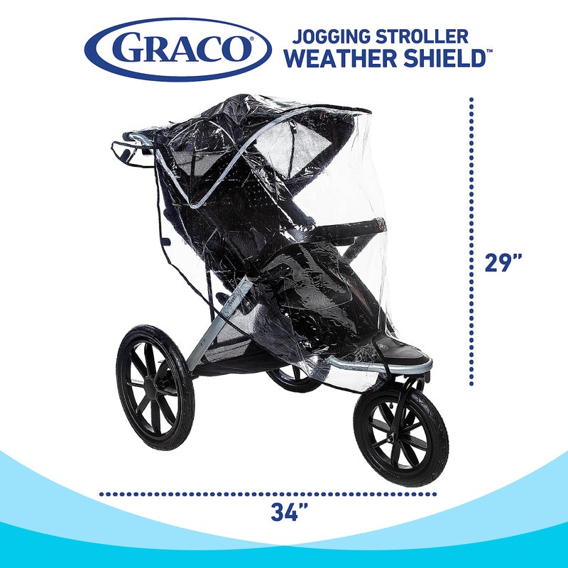 Graco Baby Jogging Stroller Universal Rain Cover  Ventilated Weather Shield  Waterproof  Windproof  Versatile Size to Fit Most Jogging Strollers  Vinyl  Clear  Plastic - Image 4